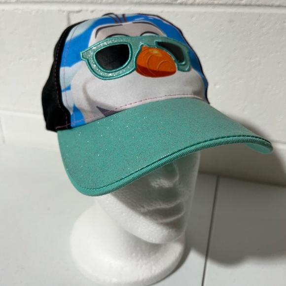 Disney Frozen Olfa Snowman W/ Sunglasses Adjustable Youth Hat Black H2 - Picture 2 of 11